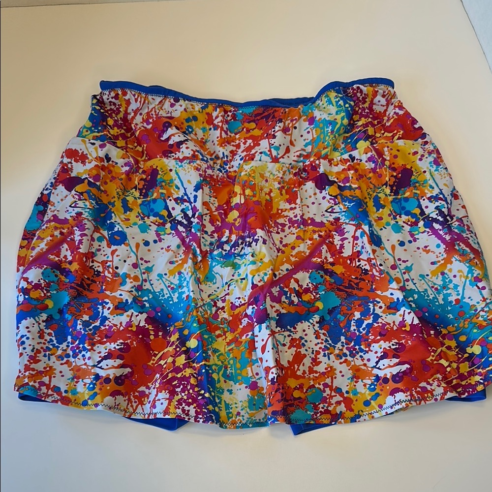 Sparkle skirt large athletic wear skort Tennis pickleball running paint splatter